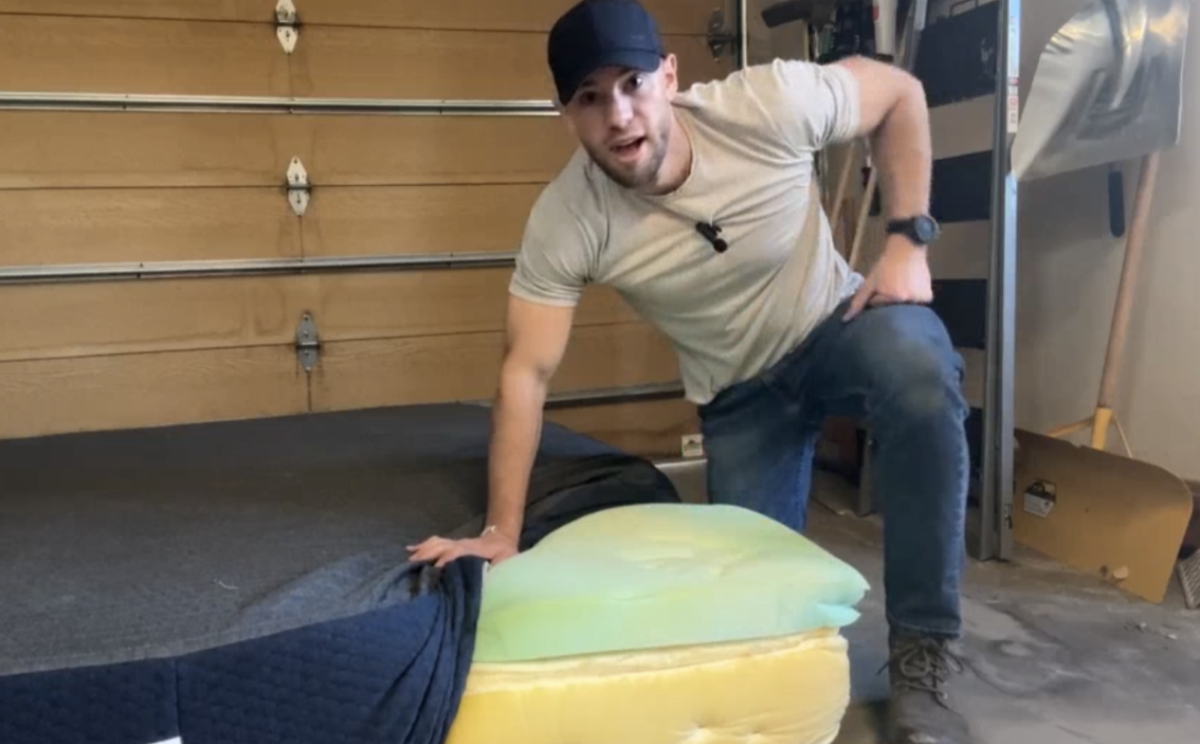 Tearing open to expose layers